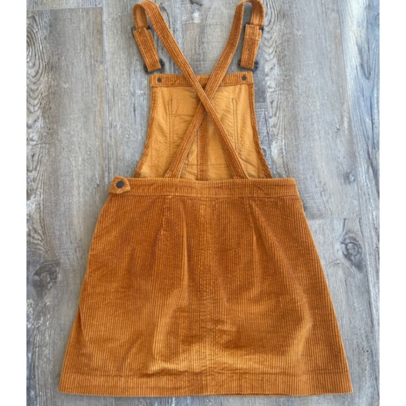 Madewell Corduroy Overall Mini Dress Yellow Brown Pockets Adjustable Straps Smal - Picture 12 of 14